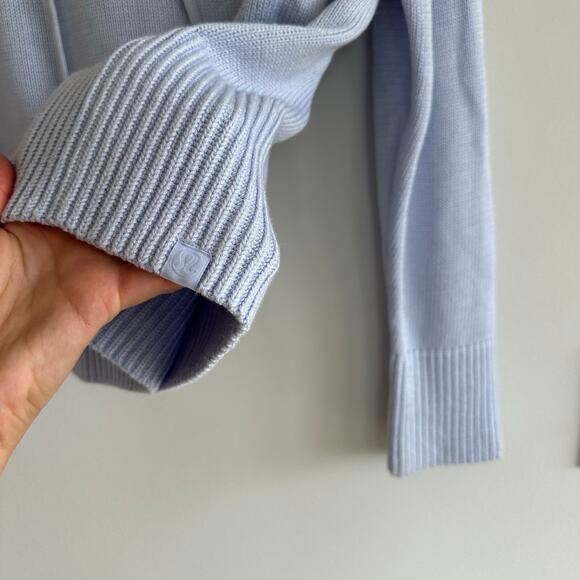 Lululemon Double Knit Cashmere Blend Pullover Sweater Hoodie Pastel Blue XS/S - Picture 5 of 7